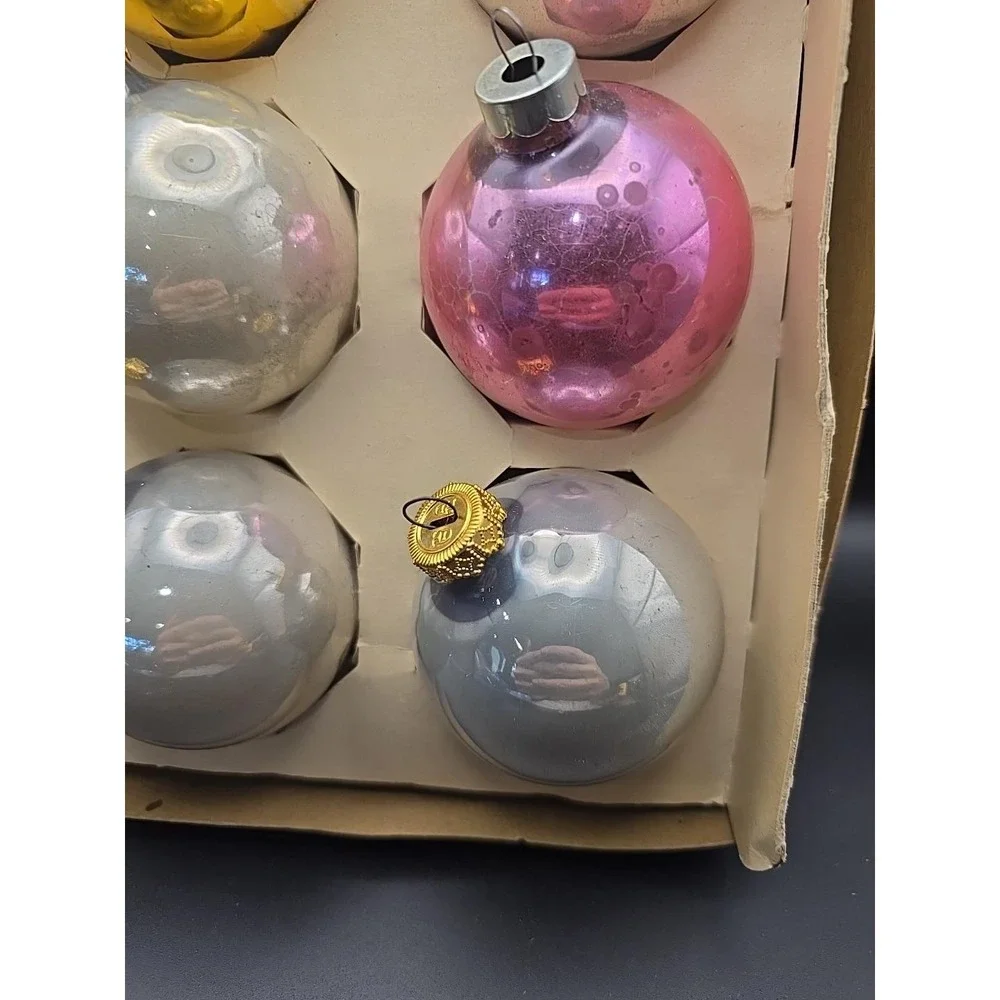 6 Vintage Mercury Glass Ornaments 2.5oz 25Z‎